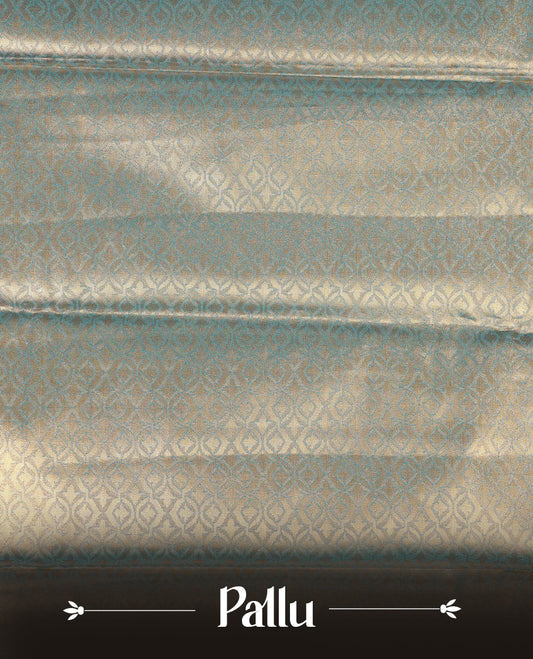 Light blue & Gold colour Double shade Semi tissue silk saree featuring self color kodi pattern on body, self colour with Fancy border, paired with matching.