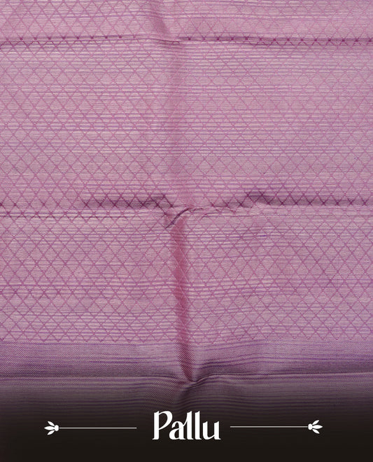 Mauve colour pure wedding silk saree featuring antique zari Floral kodi pattern on body, complemented by self colour with traditional border, comes with matching blouse piece.