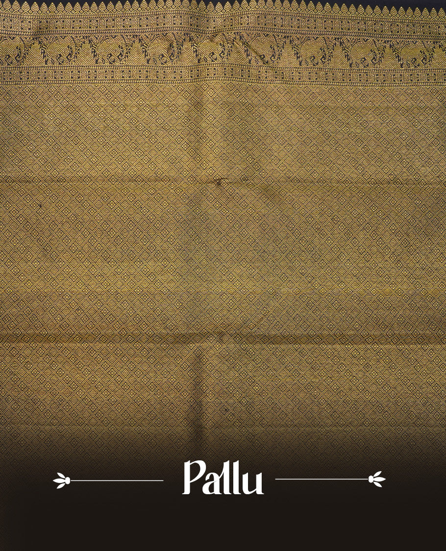 Grey colour traditional kancheepuram silk saree