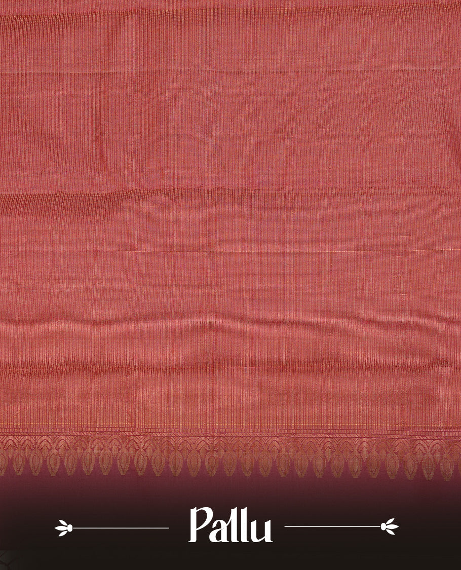 Cream  Colour Traditional Kancheepuram Silk Saree Featuring Gold Zari Circle Motifs on the Body, Designed Without  Border and with a Contrast  Pallu, Paired with a Matching Blouse.