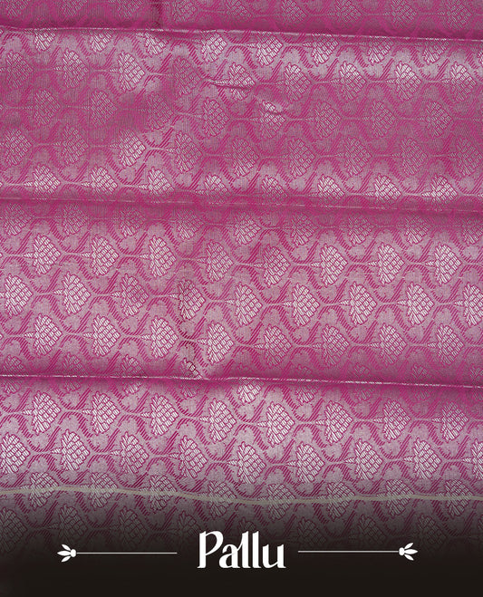 Cream colour Semi silk saree Featuring gold zari motifs on body, complemented by Self colour with Rose gold zari border, paired with matching blouse piece.