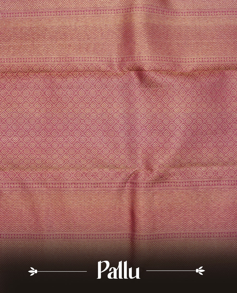 Maroon Colour Pure Wedding silk saree featuring Gold zari Box with with kodi pattern with circle motif worked body, complemented by self colour with traditional border, comes with matching blouse piece.