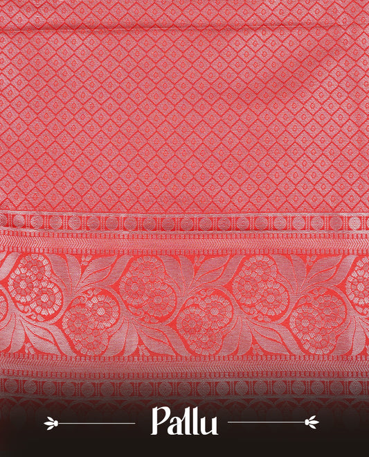 Creamy colour Net Tissue saree Elegant plain body, complemented by Red colour with Light gold zari traditional border, paired  with matching blouse piece.