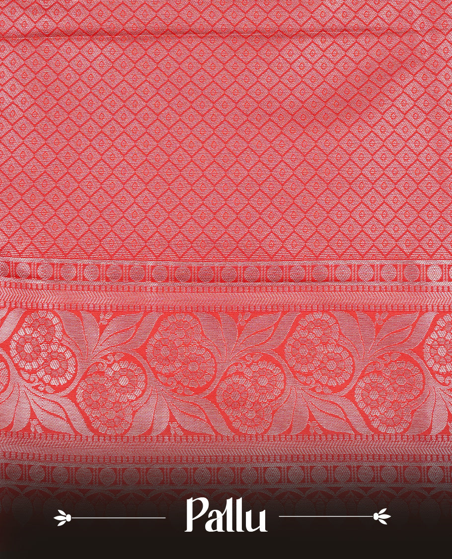 Creamy colour Net Tissue saree Elegant plain body, complemented by Red colour with Light gold zari traditional border, paired  with matching blouse piece.