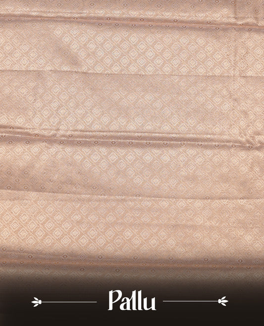 Golden Cream colour tissue silk saree featuring Self colour zari floral pattern on body, enhanced with traditional border on self colour , paired with Matching blouse piece.