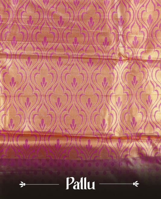 Violet & Gold colour Double shade Semi tissue silk saree featuring self color Floral pattern on body, Contrast Purple colour with Fancy border, paired with matching.