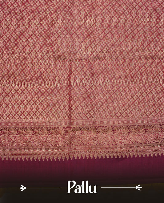 Mustard olive colour Traditional kancheepuram silk saree