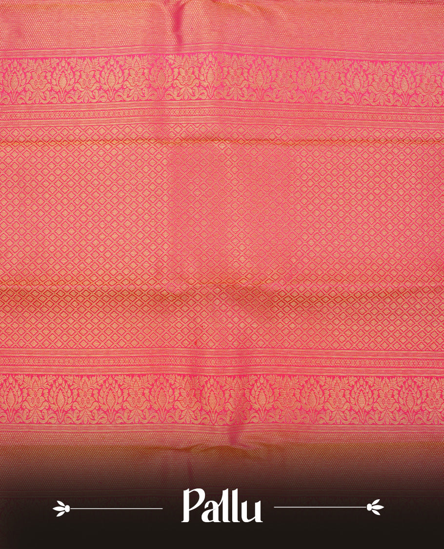Magenta colour pure wedding silk saree featuring Gold & silver combined zari elephant pattern on body, complemented by self colour with traditional border, comes with matching blouse piece.