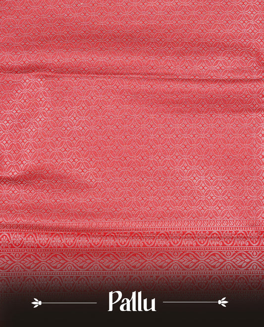 Off white colour Net Tissue saree Elegant plain body, complemented by Red colour with Light gold zari long traditional border, paired  with matching blouse piece.