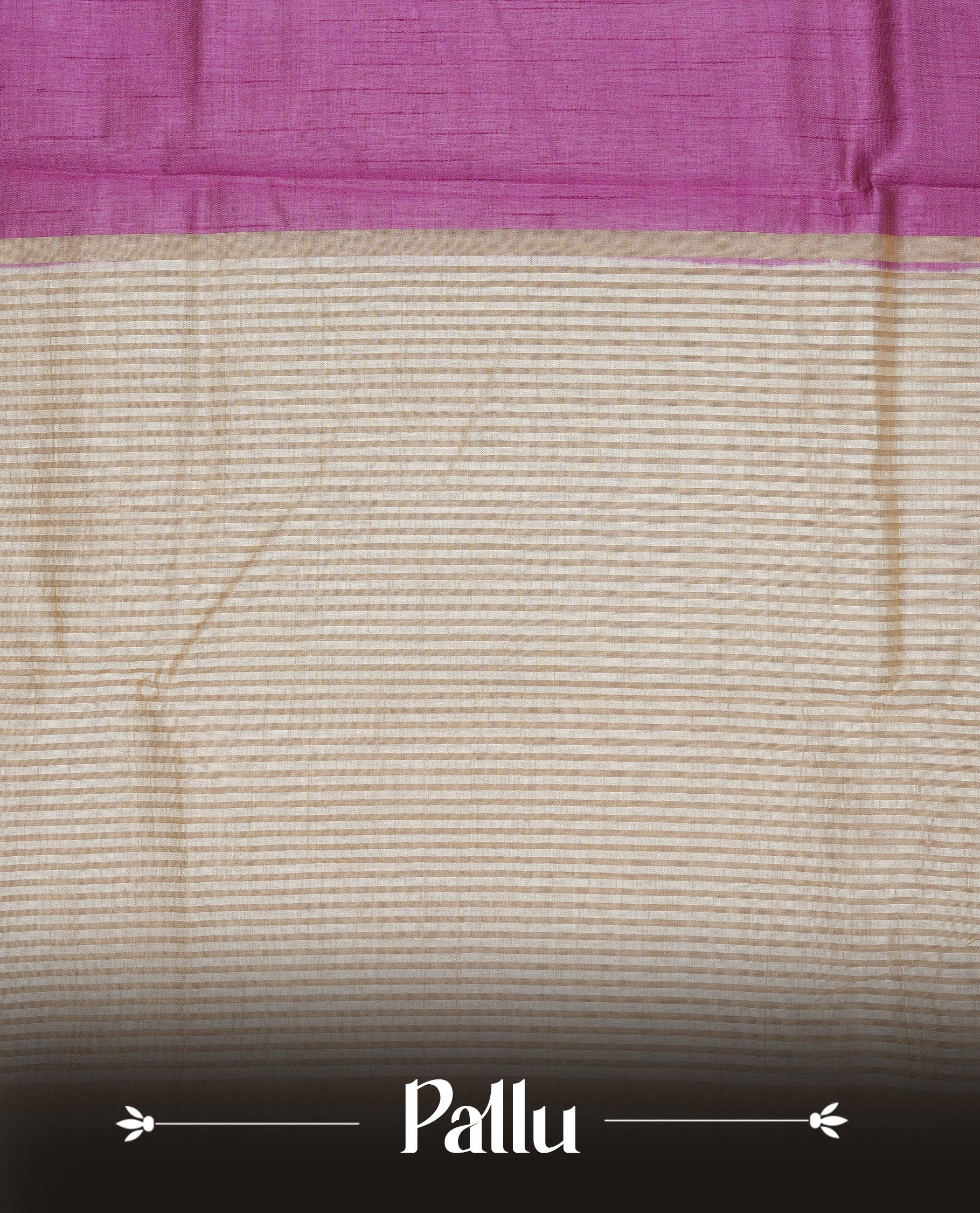 Pink colour Semi Tussar silk saree featuring an elegant plain body, accentuated by a contrast cream border adorned with intricate gold zari work, paired with a matching blouse piece.