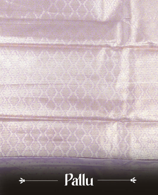 Lavender & Silver colour Double shade Semi tissue silk saree featuring self color Floral pattern on body, Contrast Lavender  colour with Fancy border, paired with matching.