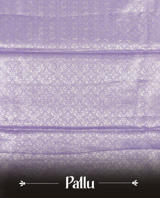 Lavender & Silver colour Double shade Semi tissue silk saree featuring self color kodi pattern on body, self colour with Fancy border, paired with matching.