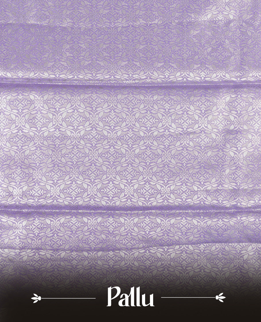 Lavender & Silver colour Double shade Semi tissue silk saree featuring self color kodi pattern on body, self colour with Fancy border, paired with matching.