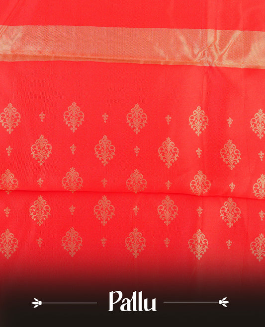 Off White colour soft silk saree with contrast Red border.