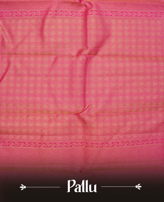 Magenta colour pure wedding silk saree featuring gold zari box Designed pattern on body, comeplemented by self colour with traditional border, comes with matching blouse piece.