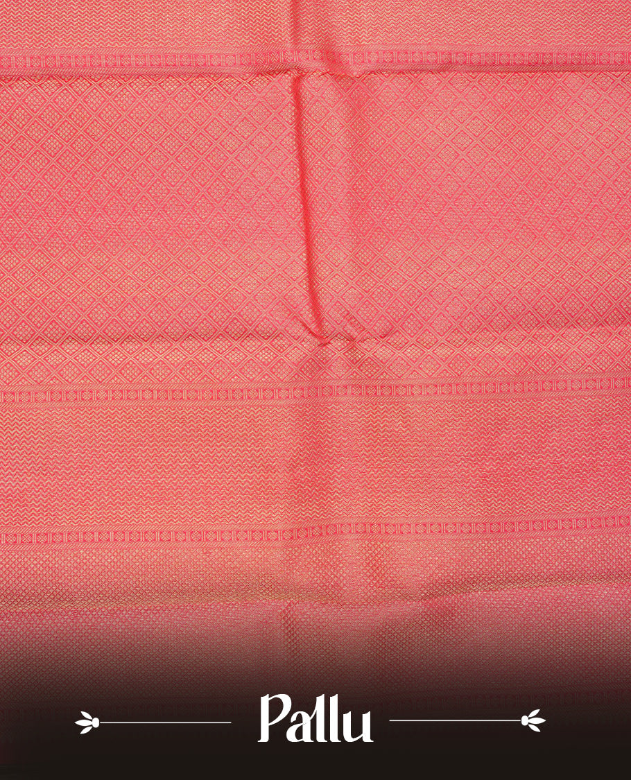 Red colour Pure Wedding silk saree featuring Gold zari box designed pattern on  body, complemented by self colour with traditional border, comes with matching blouse piece.