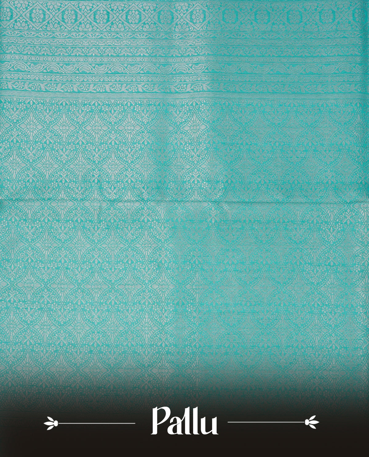 Aqua blue colour softie silk saree featuring silvar zari, rich pallu floral pattern brocade body, with contrasting self colour border.paired with matching blouse piece.