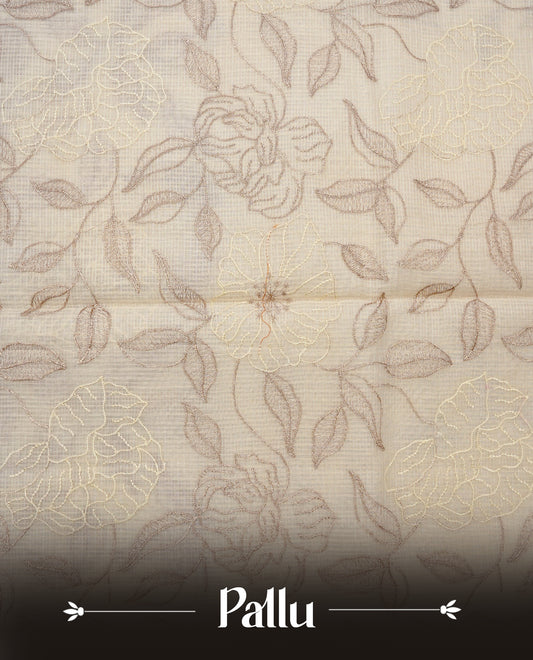 Cream colour Net Kota Designer saree.