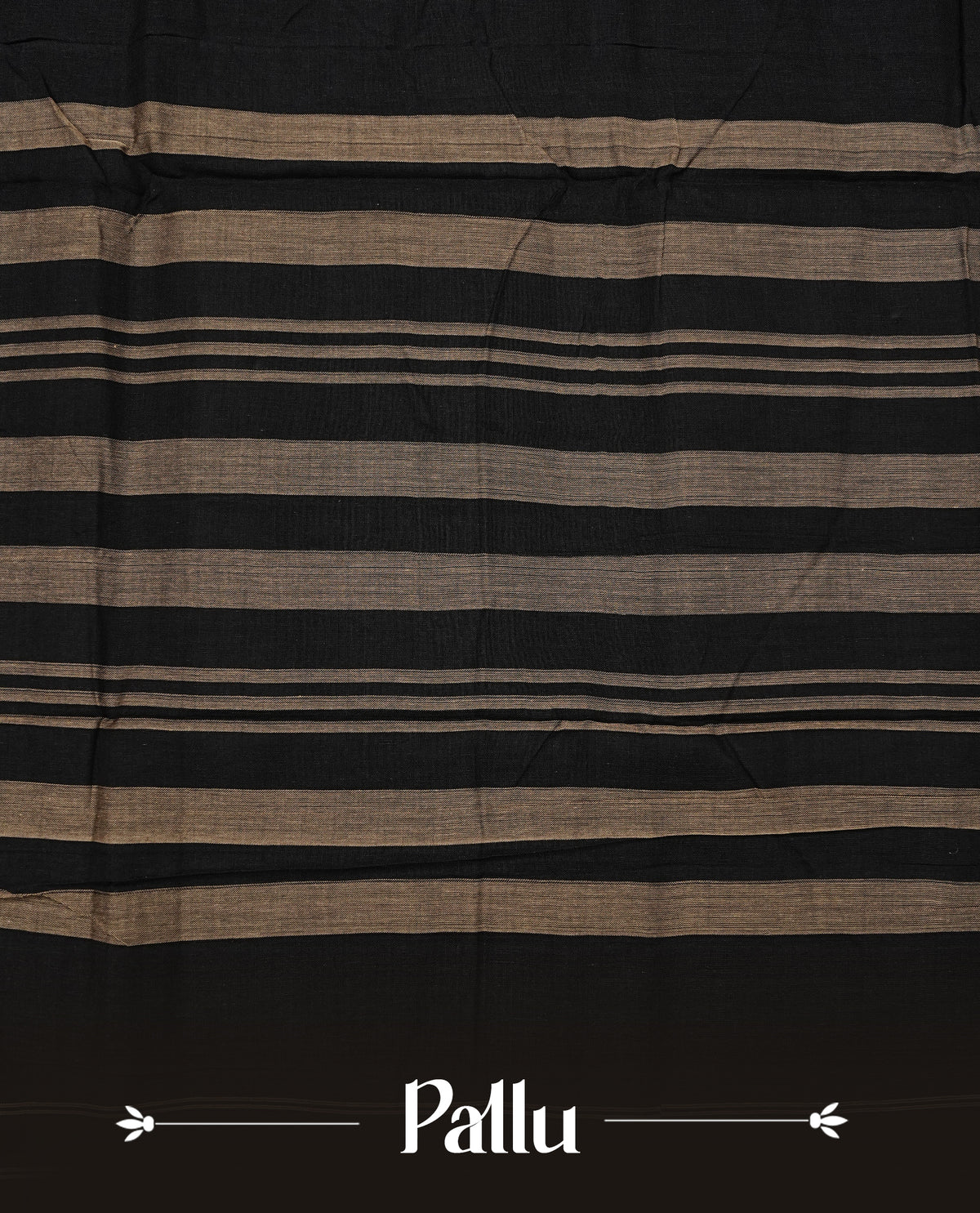 Black colour Narayanapattu cotton saree Featuing a plain body, complemented by a beige colour temple designed border & contrast pallu, paired with a matching blouse piece