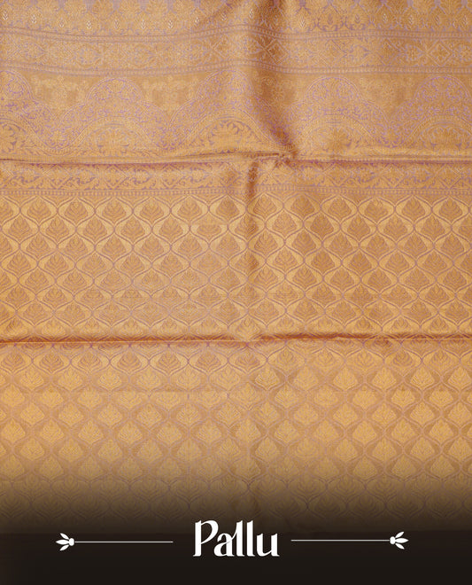 Light gold & lavender colour pure tissue silk saree
