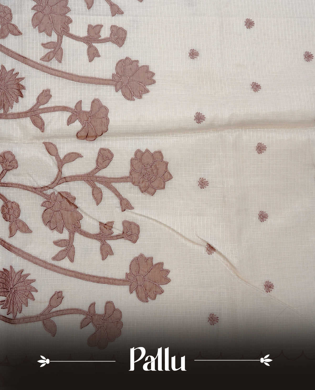 Cream with Bronze colour Net Kota Designer saree.