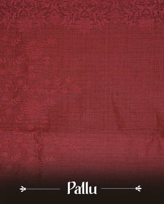 Red colour Net Kota Designer saree.