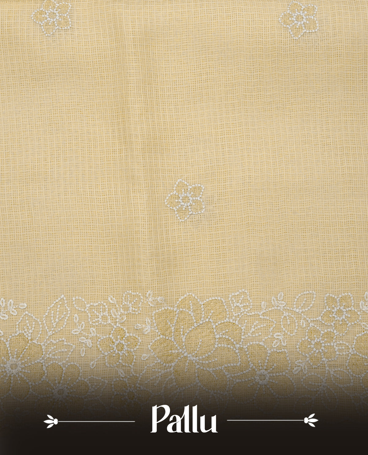 Pastel Yellow colour Net Kota Designer saree.