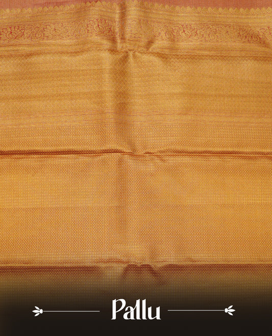 Light Red & Gold Double shade pure tissue silk saree