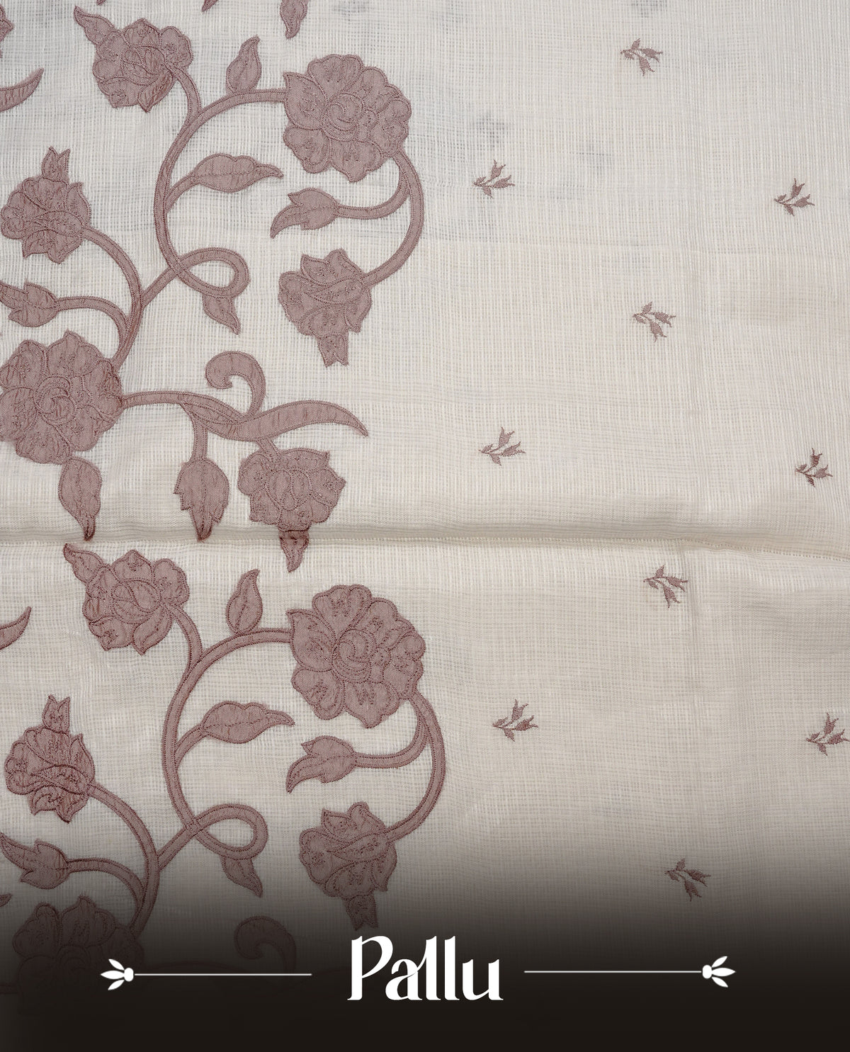 Cream with Rose Gold colour Net Kota Designer saree.