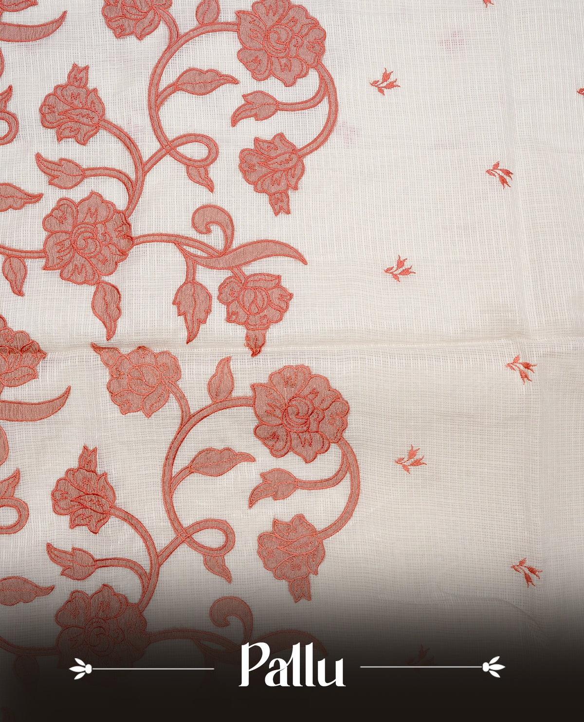 Cream with Brown colour Net Kota Designer saree.