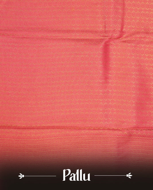 Meganta colour semi soft silk saree featuring gold zari motifs on across body, self colour border with traditional gold zari pattern, pallu and paired with matching blouse.