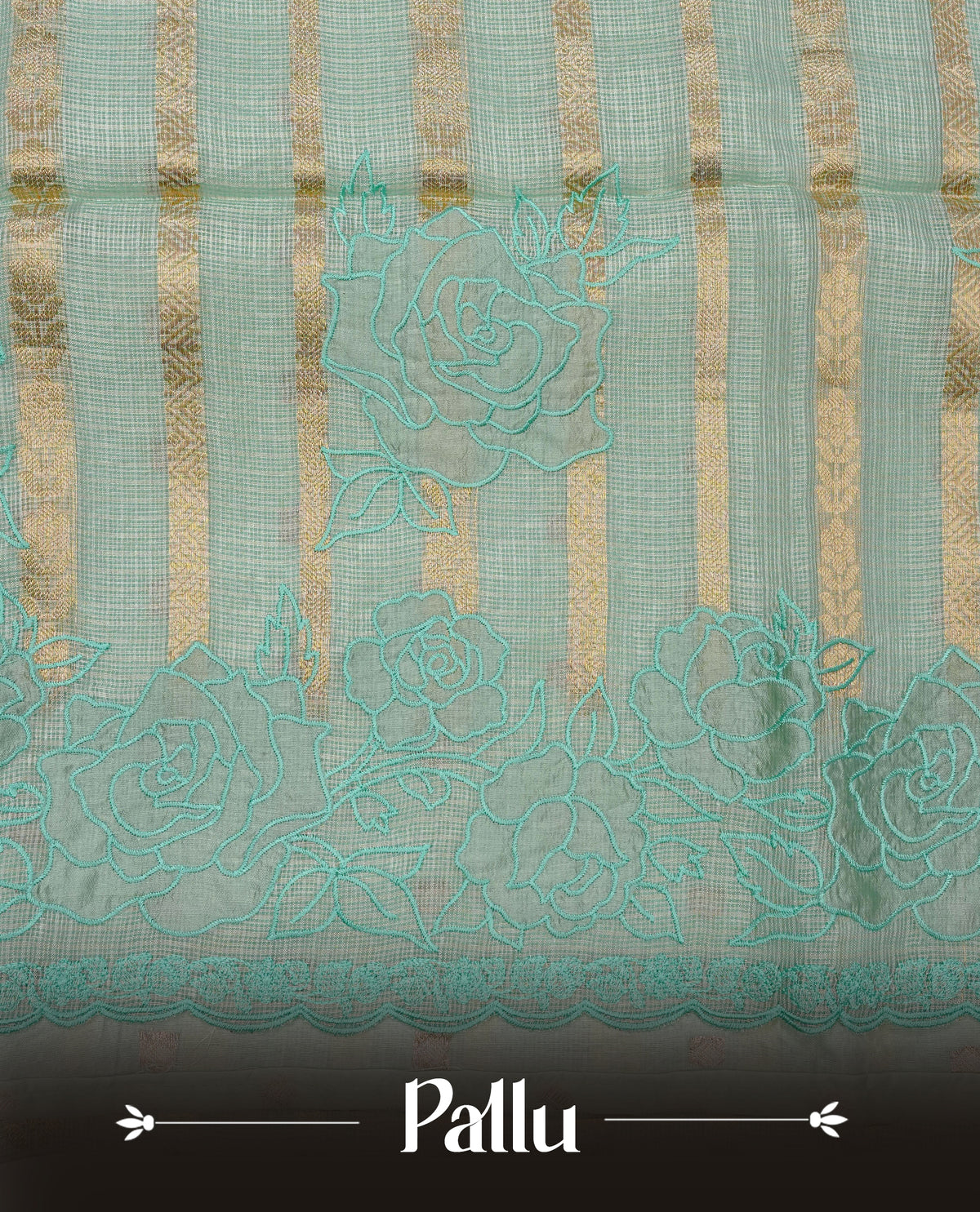 Pastel Aqua colour Net Kota Designer saree.