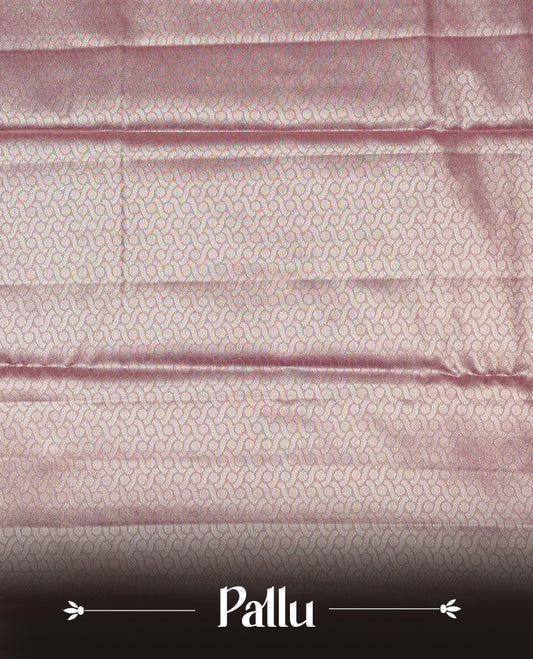 Pink & Gold colour Double shade Semi tissue silk saree featuring self color kodi pattern on body, self colour with traditional border, paired with matching blouse piece.
