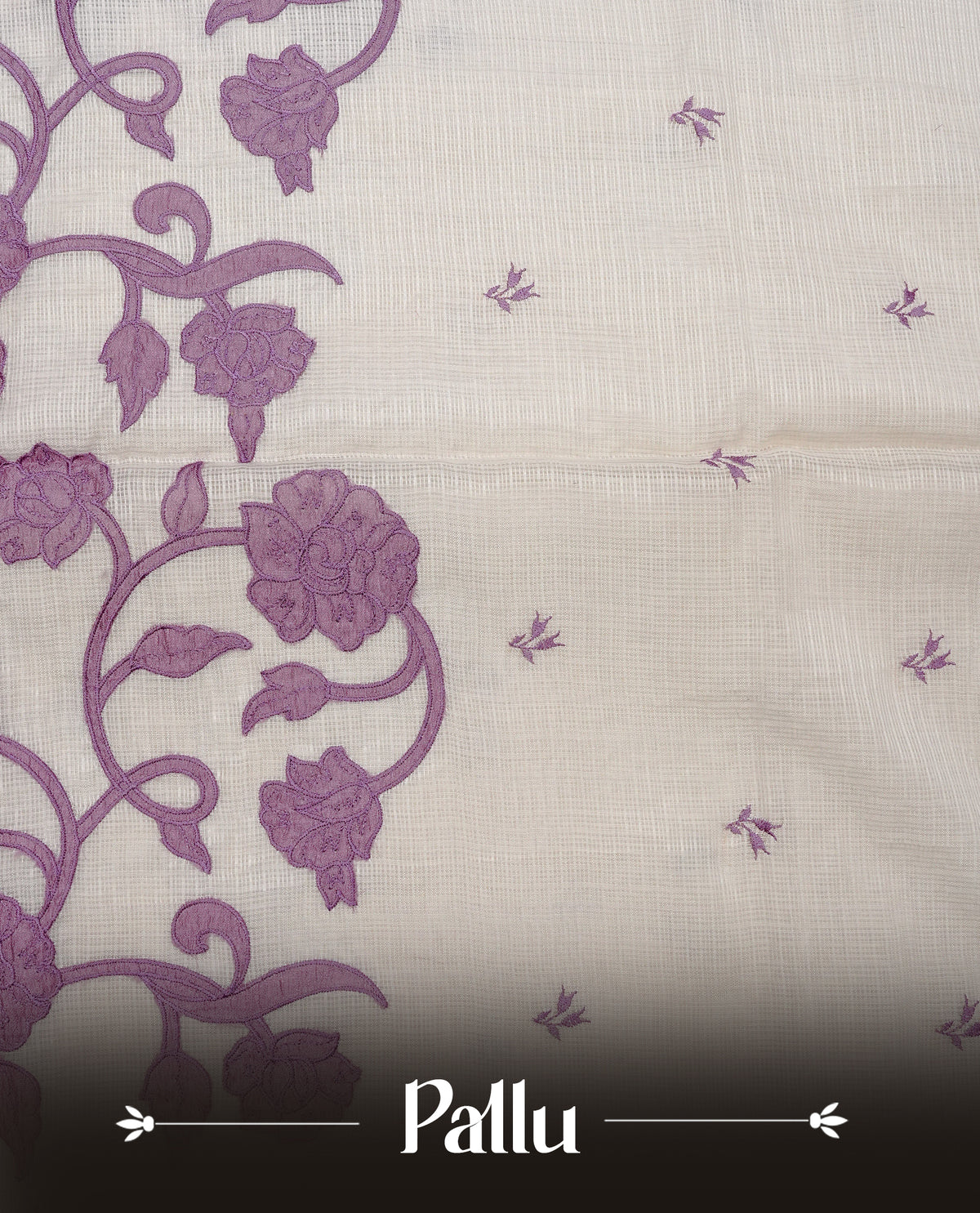 Cream with Purple colour Net Kota Designer saree.