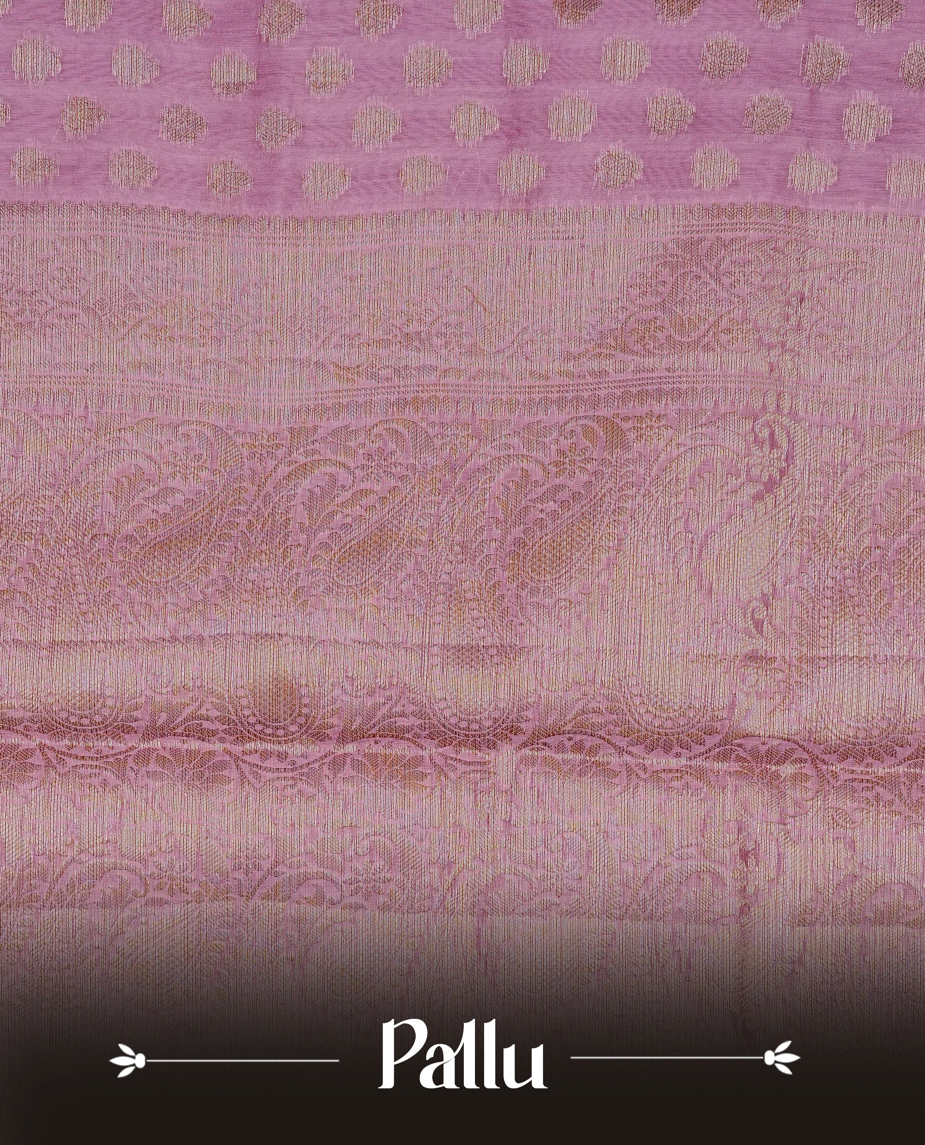 Dusty Pink Colour Tussar Silk saree with antique zari butta motifs On body, a self-toned floral zari border, a rich zari pallu, and Paired With a matching blouse piece.