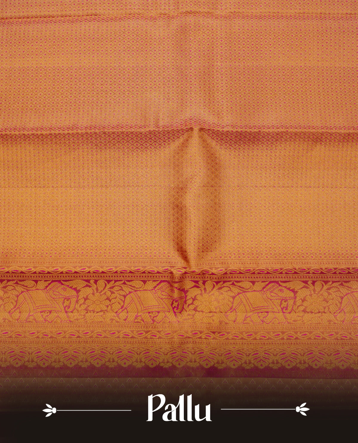 Gold & light pink double shade colour pure tissue silk saree featuring gold designed stripes on body, complemented by contrast red colour with traditional border, comes with matching blouse piece.