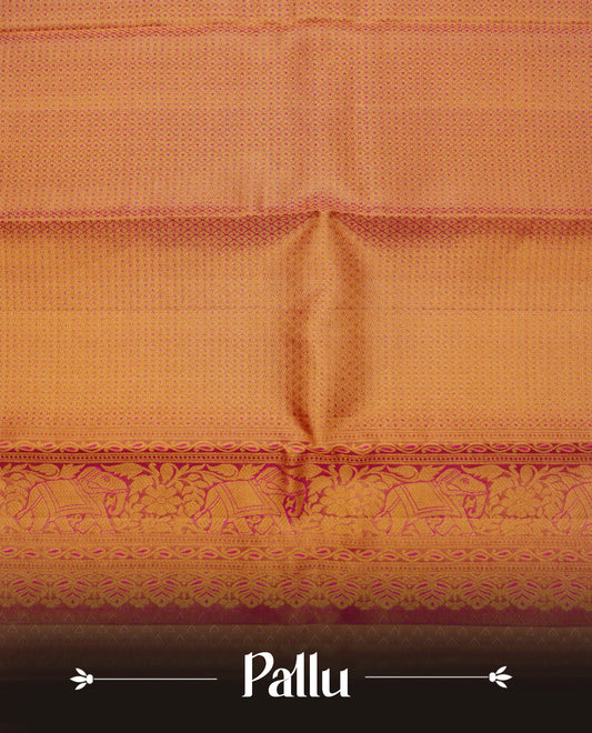 Gold & light pink double shade colour pure tissue silk saree