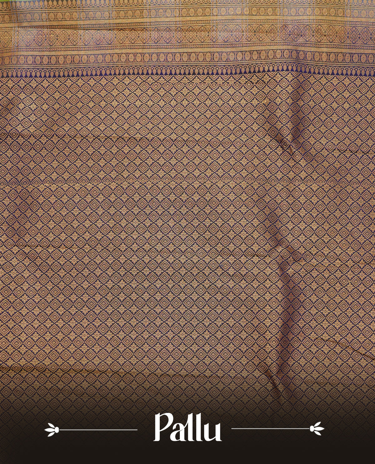 Aqua & Mehandi colour soft silk saree featuring check pattern with gold zari buttas on body, contrast navy blue colour gold zari Peacock & floral traditional border, grand pallu comes with matching blouse piece.