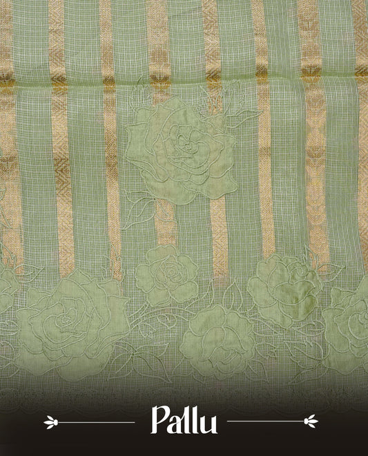 Pastel Green colour Net Kota Designer saree.