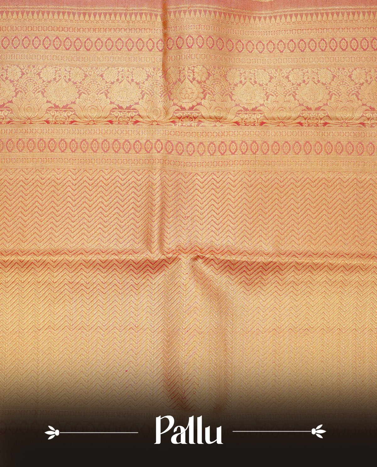 Light Gold colour pure tissue silk saree featuring Gold zari Checks with Floral motifs on body, Complemented by magenta colour traditional border, comes with matching blouse piece.