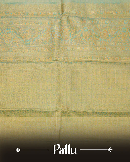 Aqua & Gold double shade pure tissue silk saree