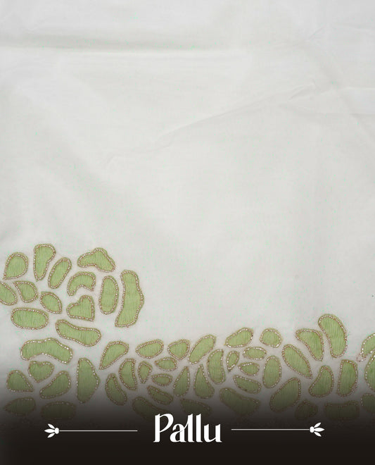 White Colour Net Designer Saree.