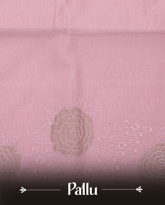 Pastel Pink colour Net Kota Designer saree.