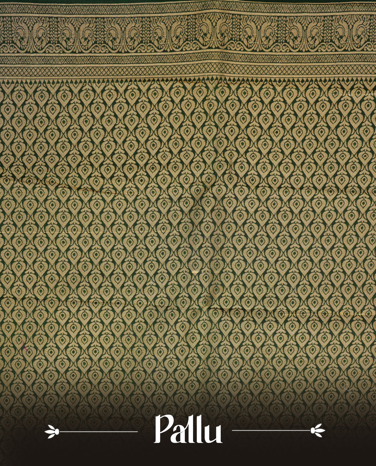 Yellow colour soft silk saree featuring gold zari stripes with motifs on body, contrast dark green colour elephant & peacock motifs on border, grand pallu comes with matching blouse piece.