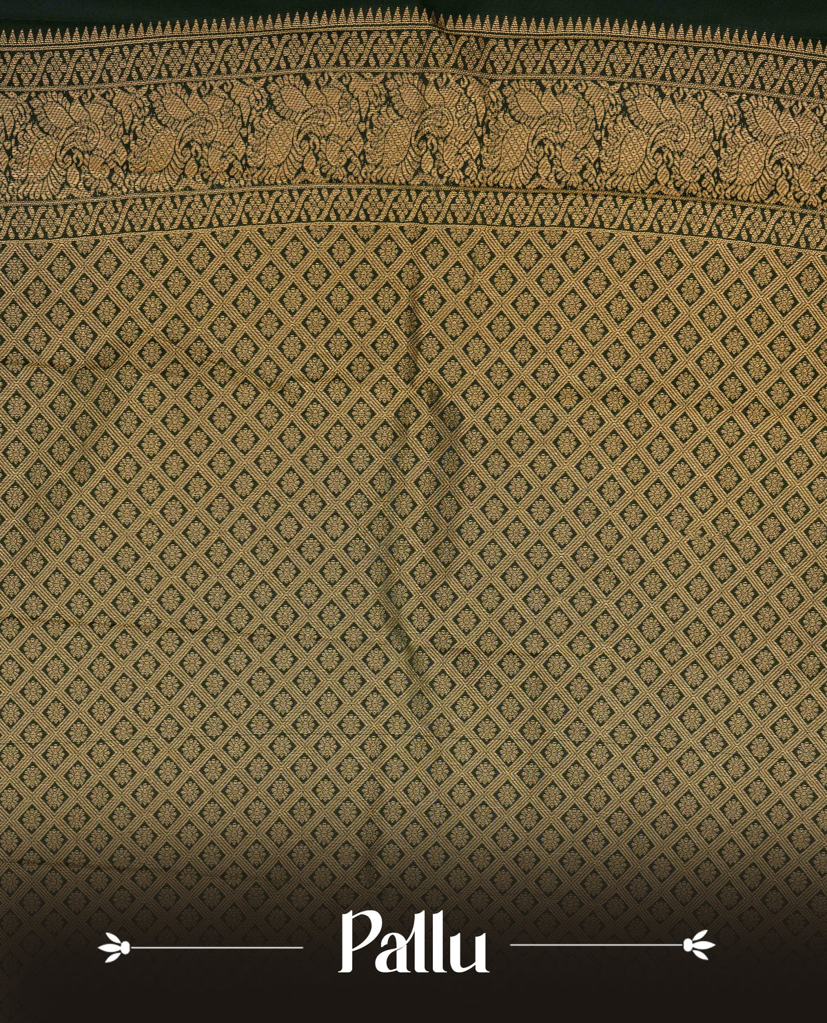 Orange & pink double shade soft silk saree featuring gold zari checks with motifs on body, contrast dark green colour  gold zari traditional border, grand pallu comes with matching blouse piece.