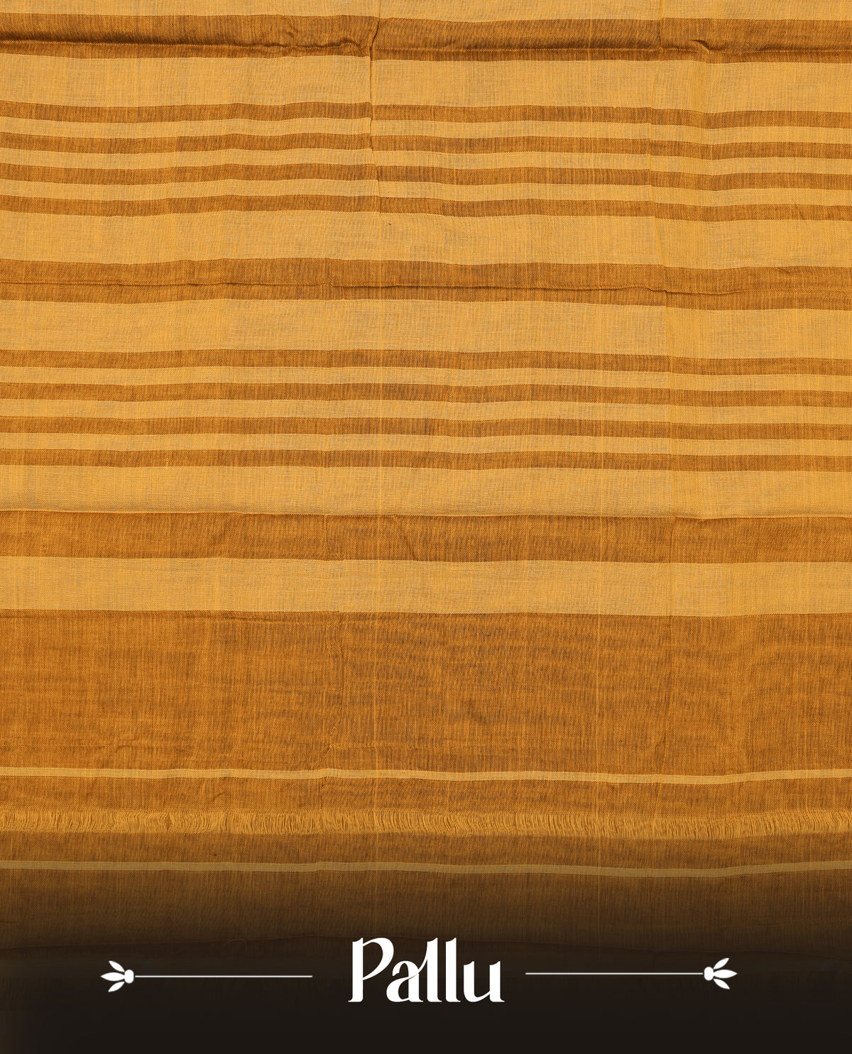 Dark mustard colour  Narayanapattu cotton saree with a plain body, complemented by a Brown With Coffee brown colour with temple designed border & contrast pallu, paired with a matching blouse piece