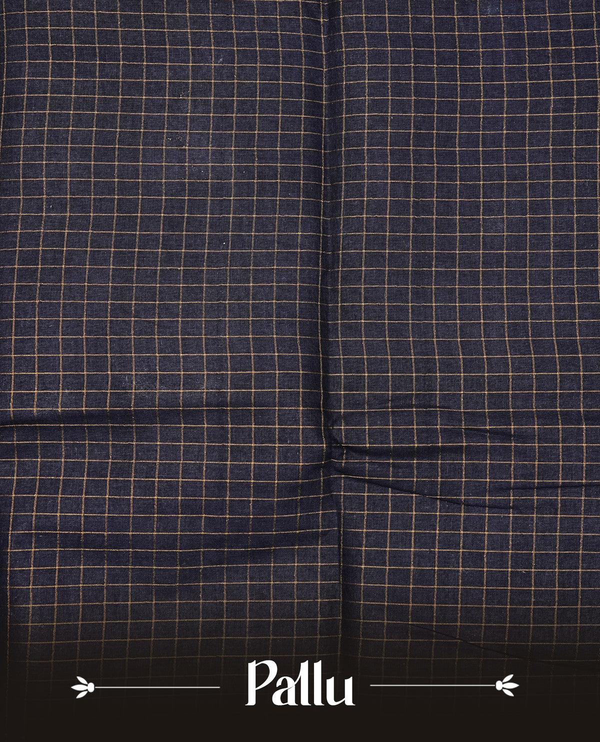 Navy blue colour Sungudi cotton saree featuring elegant gold zari checks across the body, complemented by a contrast gold zari border. Comes with a matching blouse piece.