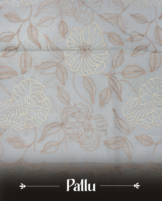 Light Blue colour Net Kota Designer saree.