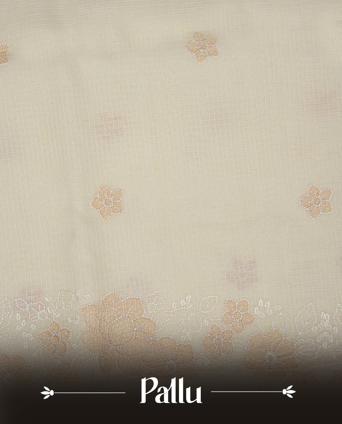Cream colour Net Kota Designer saree.
