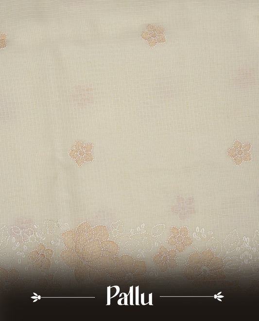 Cream colour Net Kota Designer saree.